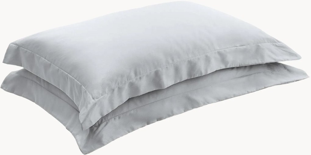 Set di 2 federe in raso di cotone Pearl Grey
