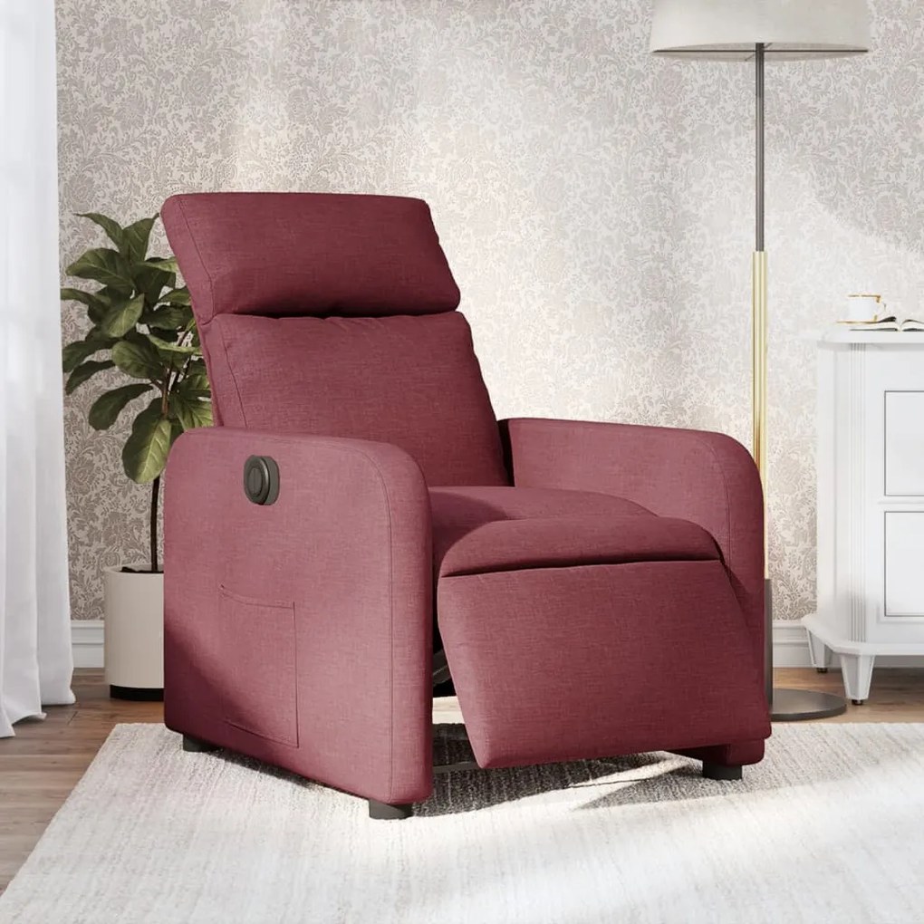 Poltrona Elettrica Reclinabile Rosso Vino İn Tessuto /