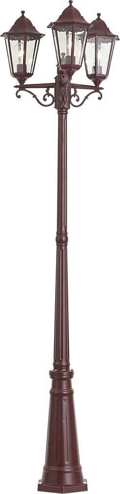 Lanterna da esterno classica rosso scuro 220cm 3 luci IP44 - Havana