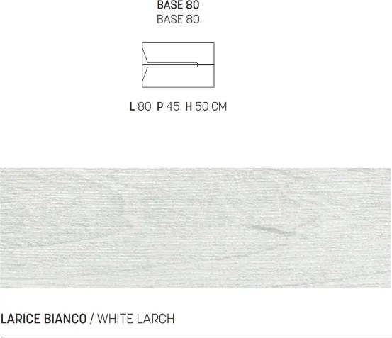 Mobile bagno con 2 cassetti HAITI 80 cm Larice Bianco