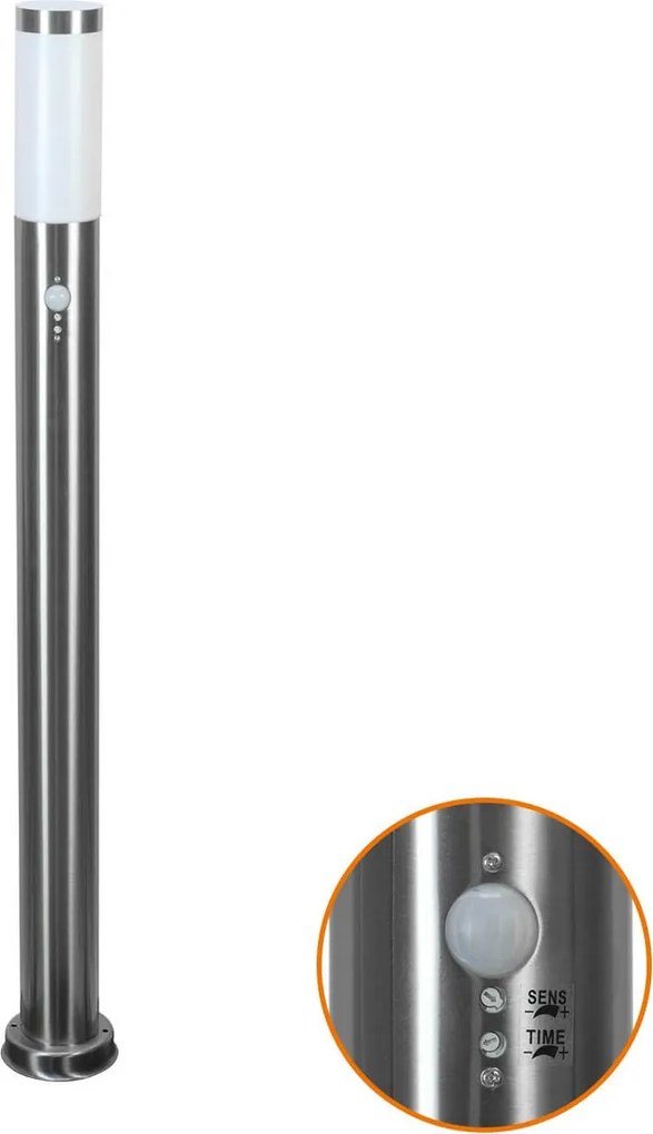 Paletto da giardino con Sensore Movimento 1m in Acciaio Inox E27