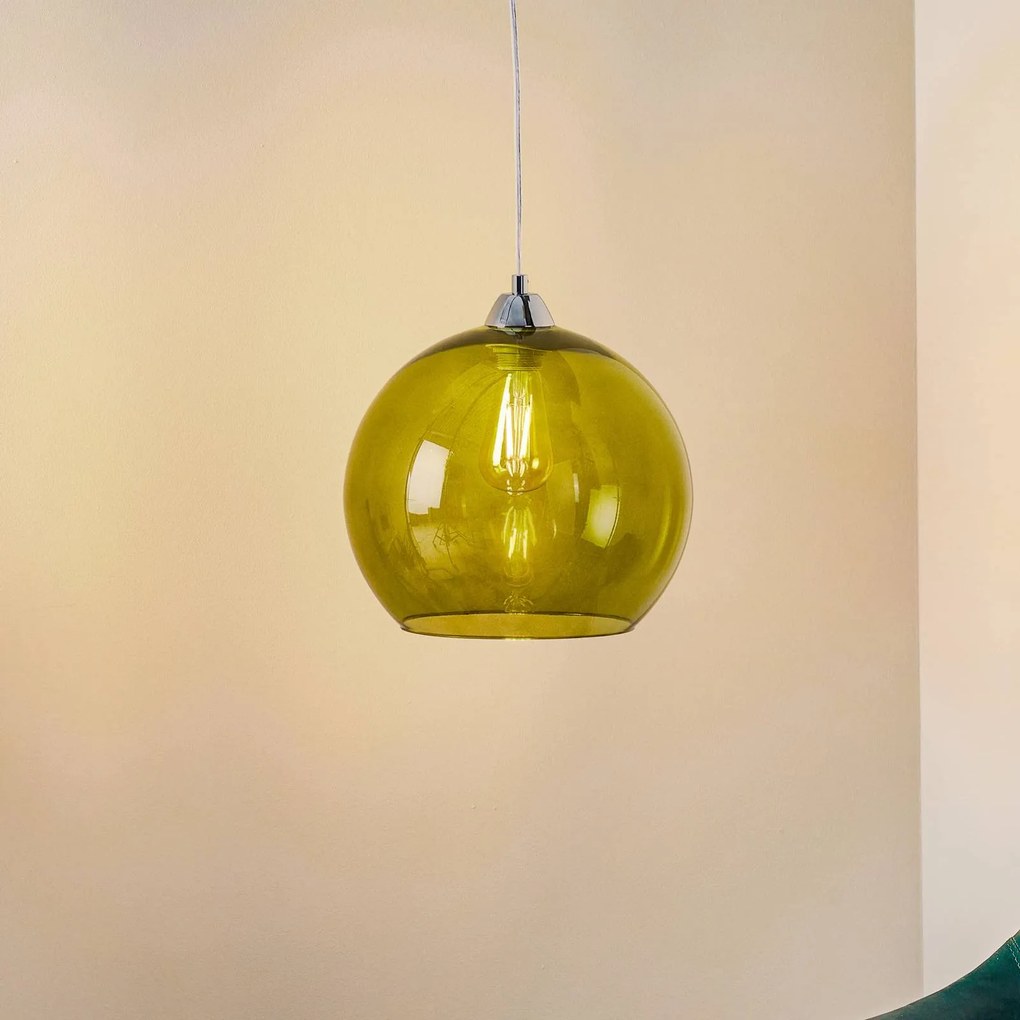 SOLLUX LIGHTING Lampada a sospensione Colour, paralume in vetro verde
