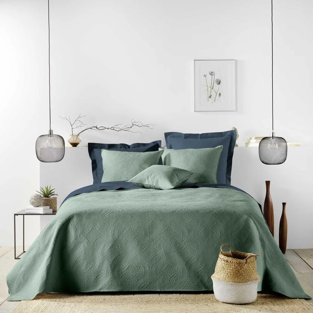 Set con copriletto e federa verde in microfibra 220x240 cm Romane – douceur d'intérieur