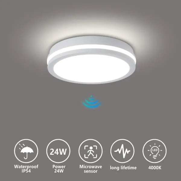Brilagi - Lampada LED da esterno con sensore BENE LED/24W/230V Ø 26 cm bianca IP54