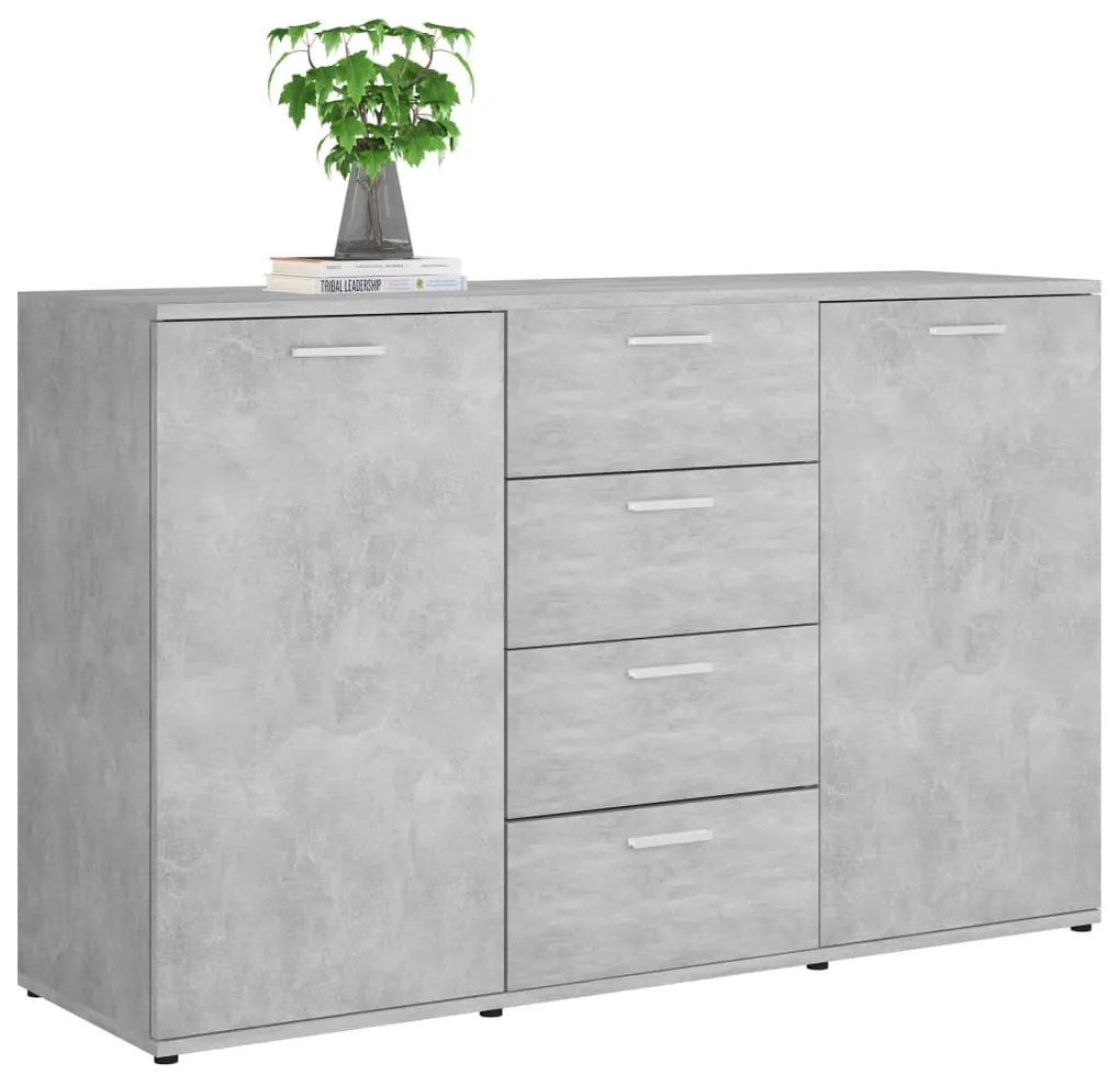 Credenza grigio cemento 120x35,5x75 cm in legno multistrato