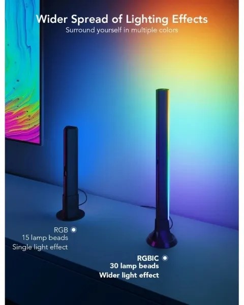 Govee - Pannello LED SMART RGBIC 38 cm per TV 43-75" - 2 pezzi Wi-Fi