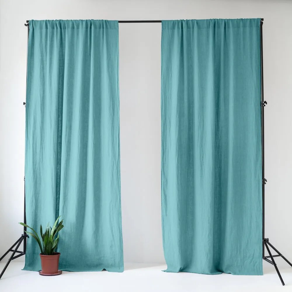 Tenda turchese in lino 140x170 cm Coastal Blue – Linen Tales
