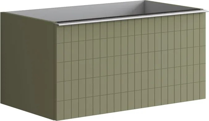 Mobile da bagno sospeso sotto lavabo L 80 x H 40 x P 45.5 cm verde salvia laccato, 2 cassetti Pixel grid