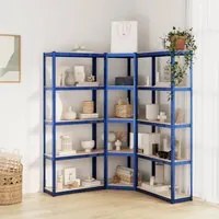 Scaffali a 5 Ripiani 3 pz Blu in Acciaio e Legno Multistrato 3154166