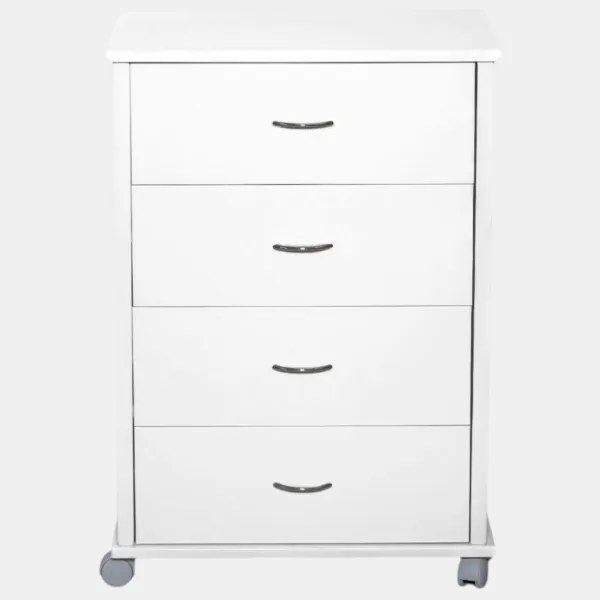 Cassettiera con ruote ICON 58X83h cm in Legno di Faggio a 4 Cassetti Laccato Bianco