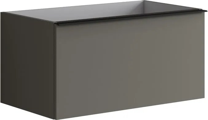 Mobile da bagno sospeso sotto lavabo Pixel plain 2 cassetti L 80 x H 40 x P 45.5 cm grigio carbone laccato opaco, con maniglia alluminio nero opaco