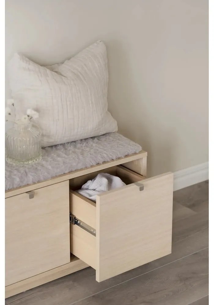 Scarpiera color naturale con panca grigia 70 cm Confetti - Rowico