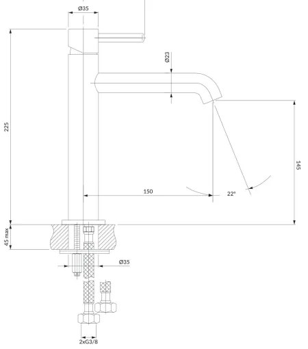 OMNIRES Y1212CCR - Rubinetto del lavandino Y 22,5 cm cromo lucido
