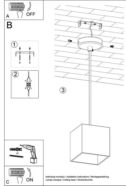 Lampadario a sospensione con filo QUAD 1 1xGU10/40W/230V grigio