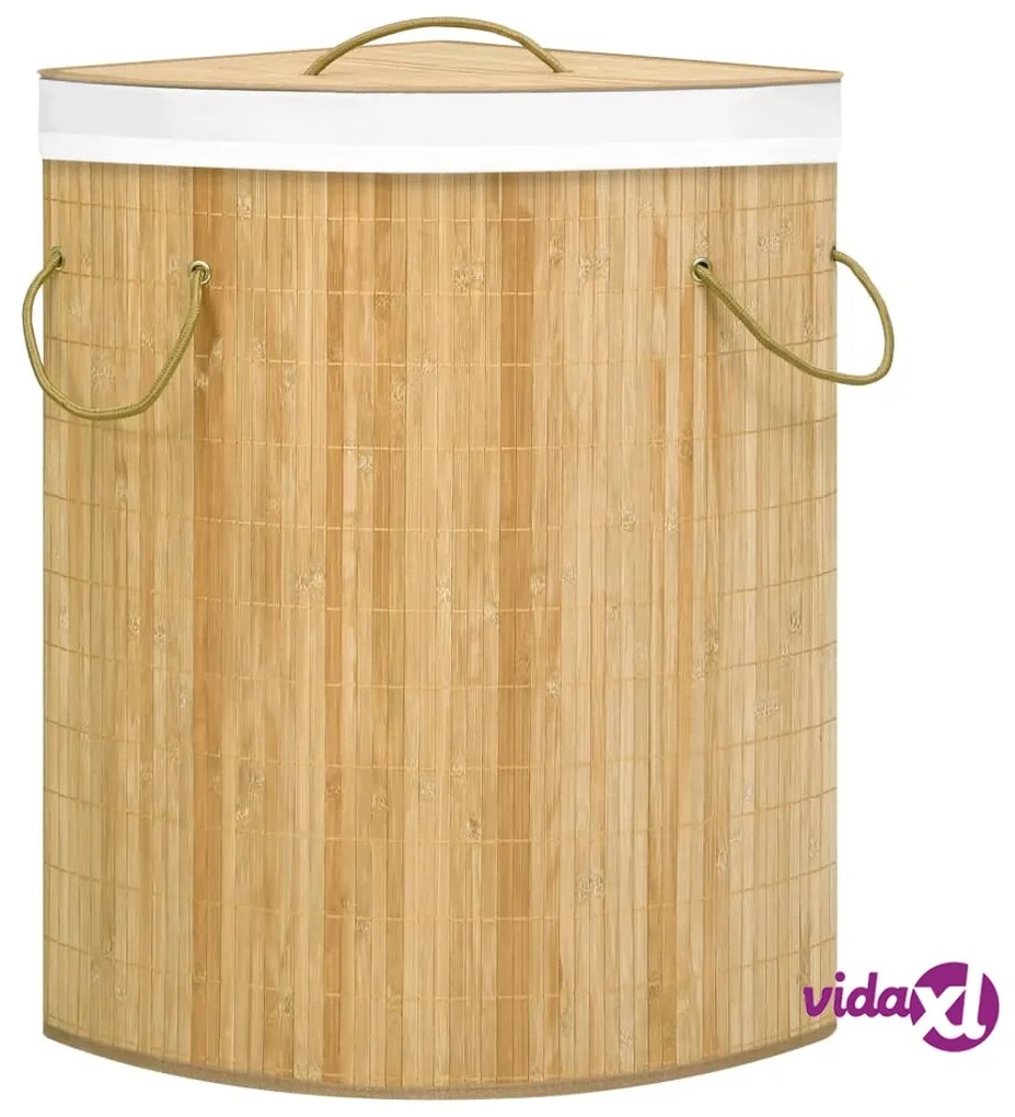 vidaXL Cesto Portabiancheria Angolare in Bambù 60 L