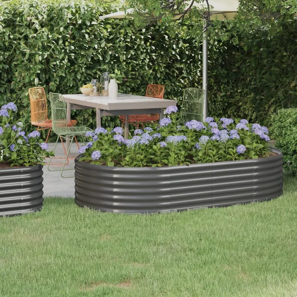 Letto Giardino Acciaio Verniciato A Polvere 175x100x36cm Grigio /