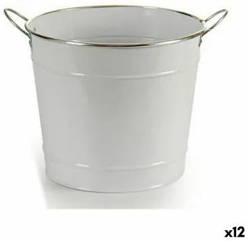 Vaso Secchio Bianco Argentato Zinco 34,8 x 23 x 27,8 cm (12 Unità)