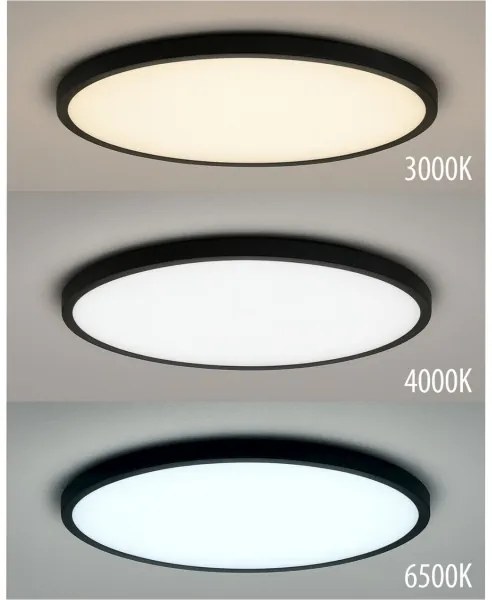 Plafoniera LED/32W/230V 3000/4000/6500K Ø 40 cm nera