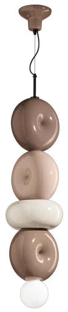 Sospensione Vintage Decò Bumbum 4 Elementi Ceramica Crema E Sabbia 1 Luce E27