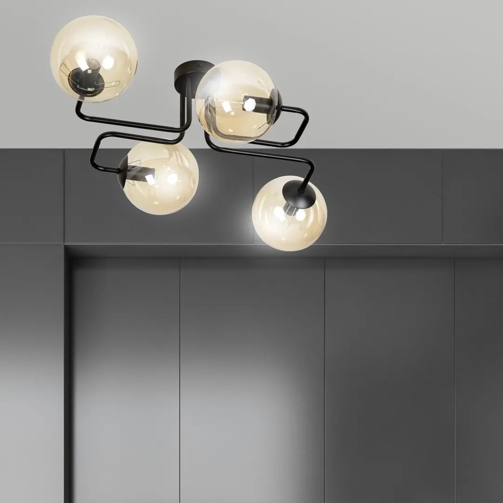 Lampadario da Soffitto BRENDI 4 in acciaio e vetro 4xE14