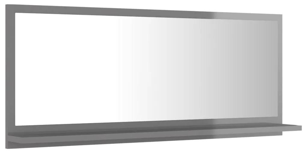 Specchio da bagno grigio lucido 90x10,5x37 cm in truciolato