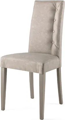Sedia ecopelle nuvolato con 4 bottoni laterali gambe in legno SIDE Grigio Set da 2
