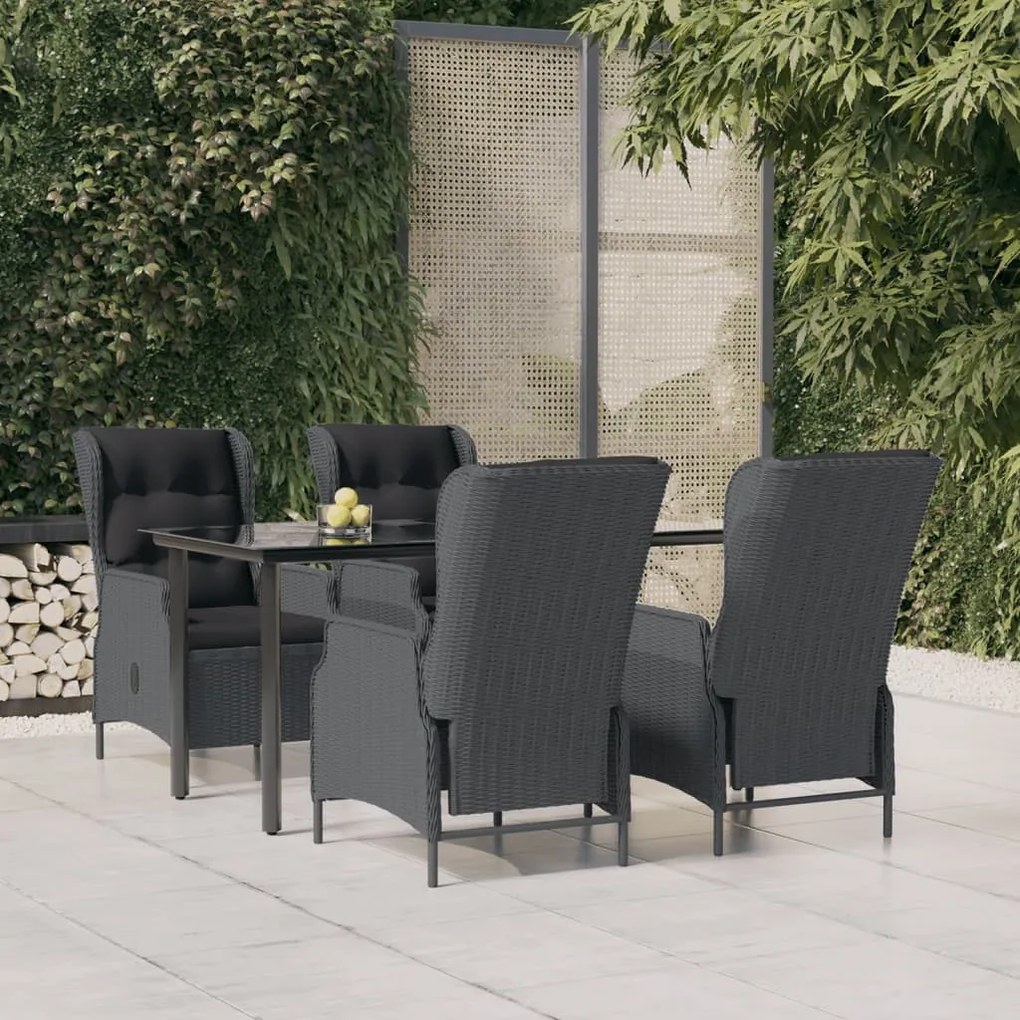 Set da pranzo da giardino 5 pz grigio scuro in polyrattan