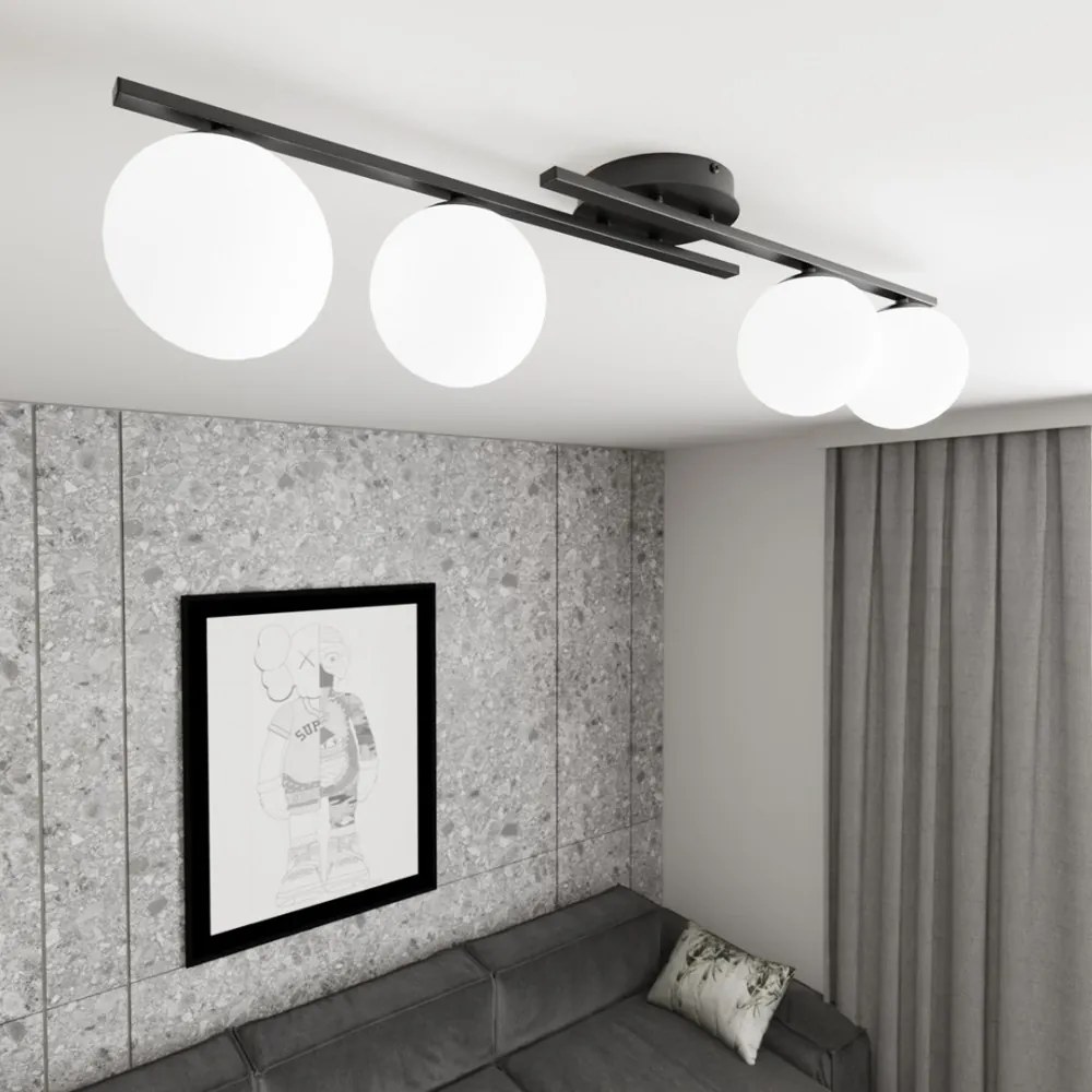 Lampada da soffitto in acciaio KAIRO 4 da interno 4xE14 Colore del corpo Nero e Bianco