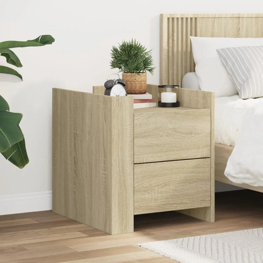 Comodino Rovere Sonoma 45x50x50 Cm İn Legno Multistrato /