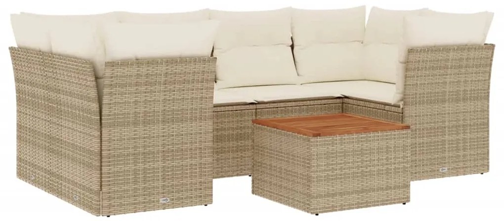 Set Divani da Giardino 7 pz con Cuscini Beige in Polyrattan