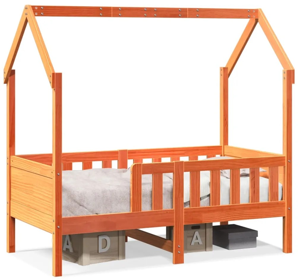 Giroletto Casetta Bambini Marrone Cera 70x140 Cm Massello Pino /