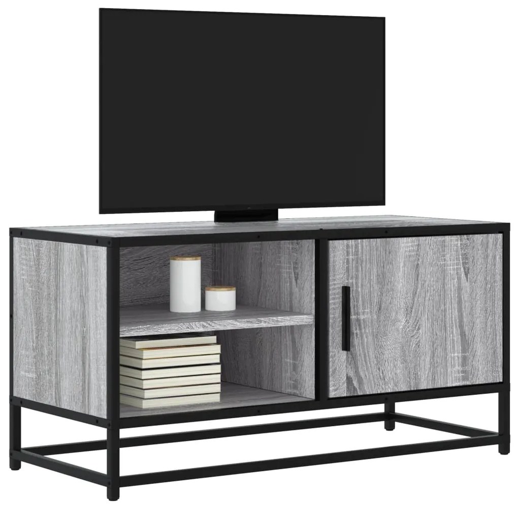 Mobile Tv Grigio Sonoma 80x34,5x40 Cm Legno Multistrato Metallo /