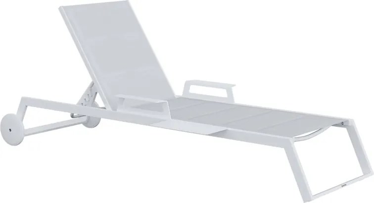 Lettino senza cuscino Odyssea NATERIAL in alluminio bianco e seduta grigio