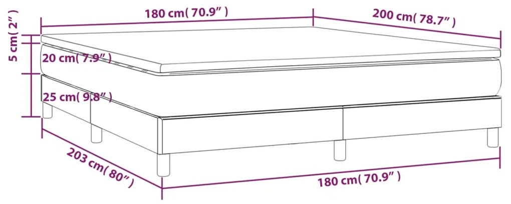 Giroletto a Molle con Materasso Blu Scuro 180x200 cm in Velluto