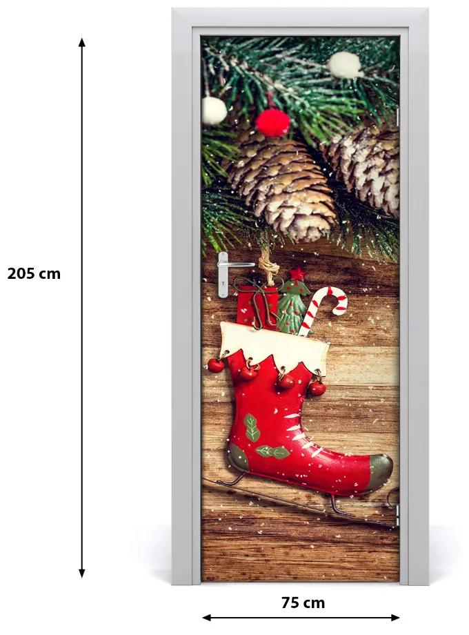 Adesivo per porta decorazioni natalizie 75x205 cm