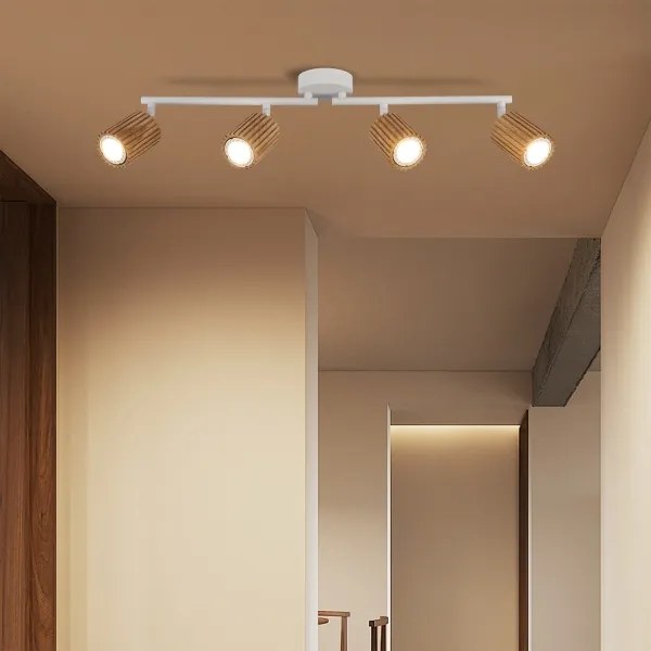 Brilagi - Faretto MODERN WOOD 4xGU10/8W/230V legno/bianco