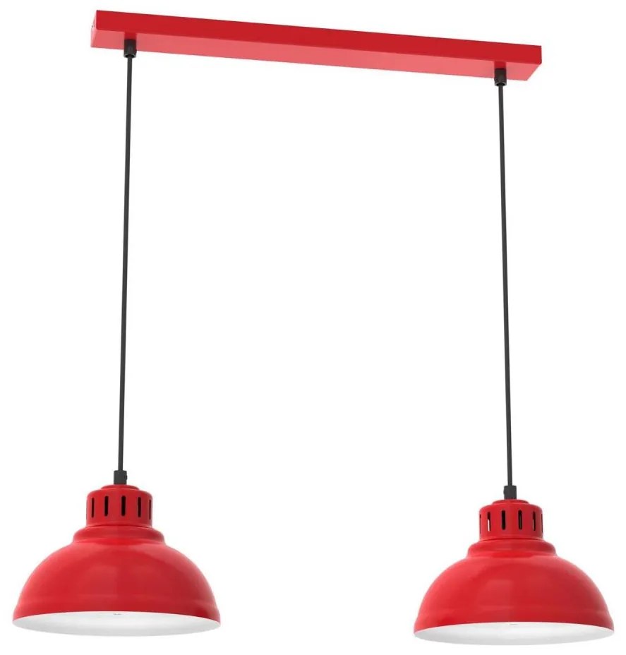 Lampadario a sospensione con filo SVEN 2xE27/15W/230V rosso