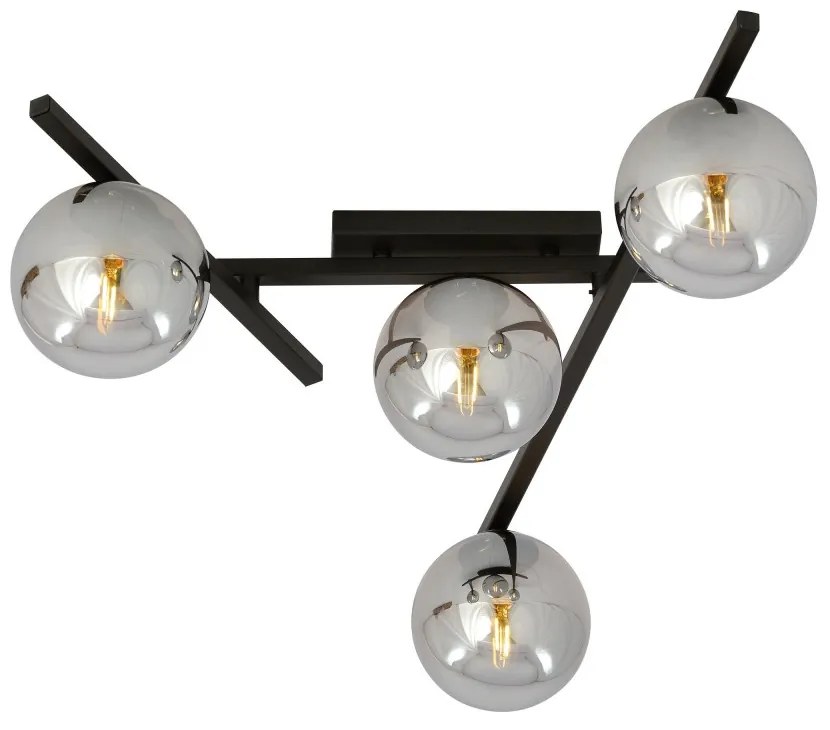 Lampadario da Soffitto in Acciaio e Vetro SMART 4 Nero 4xE14 Colore delle Sfere Grafite