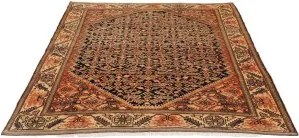 Antik Stilizzato Blu Scuro Rosso Ruggine 165x180 Cm