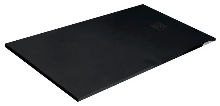 Piatto doccia in resina Strato nero L 140 x L 70 x H 2.8 cm opaco effetto pietra