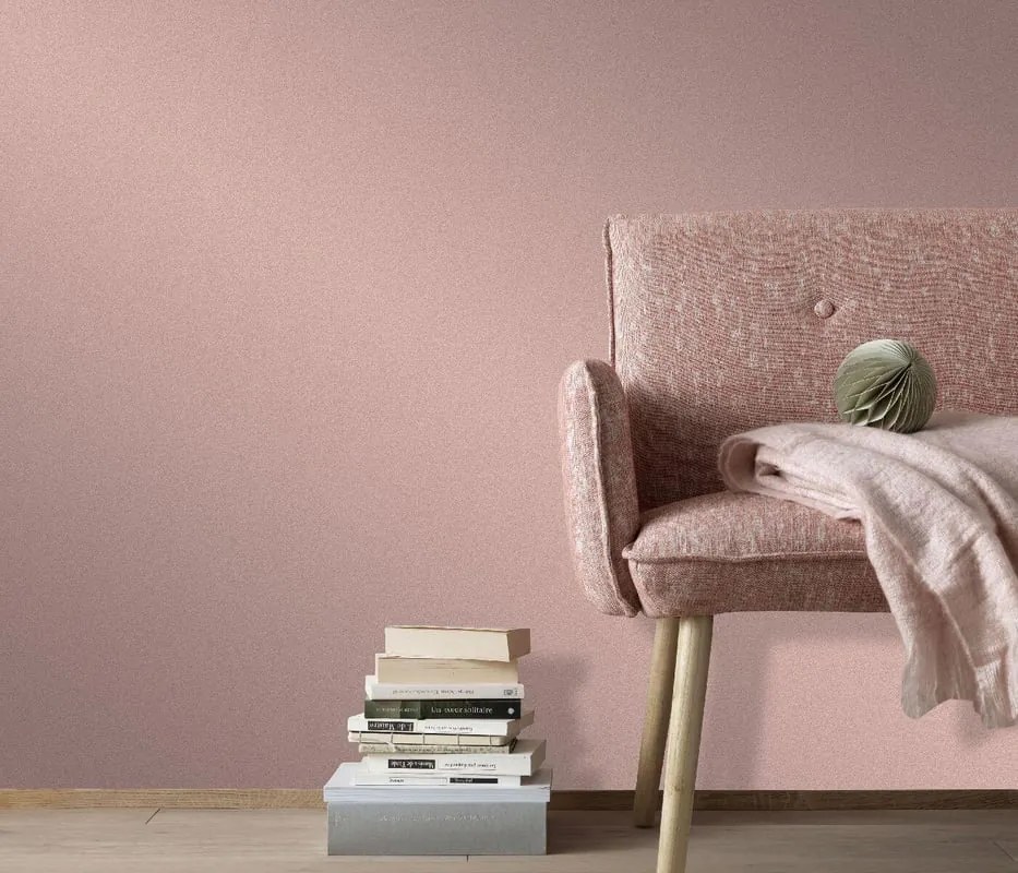 Carta da parati grande Unis rosa, 106 cm x 10 m