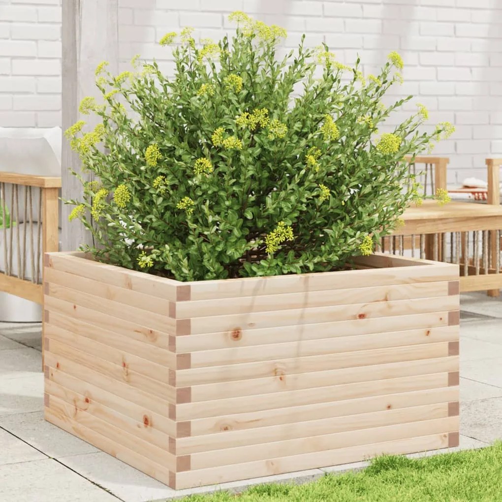 Fioriera Da Giardino 80x80x46 Cm İn Legno Massello Di Pino /