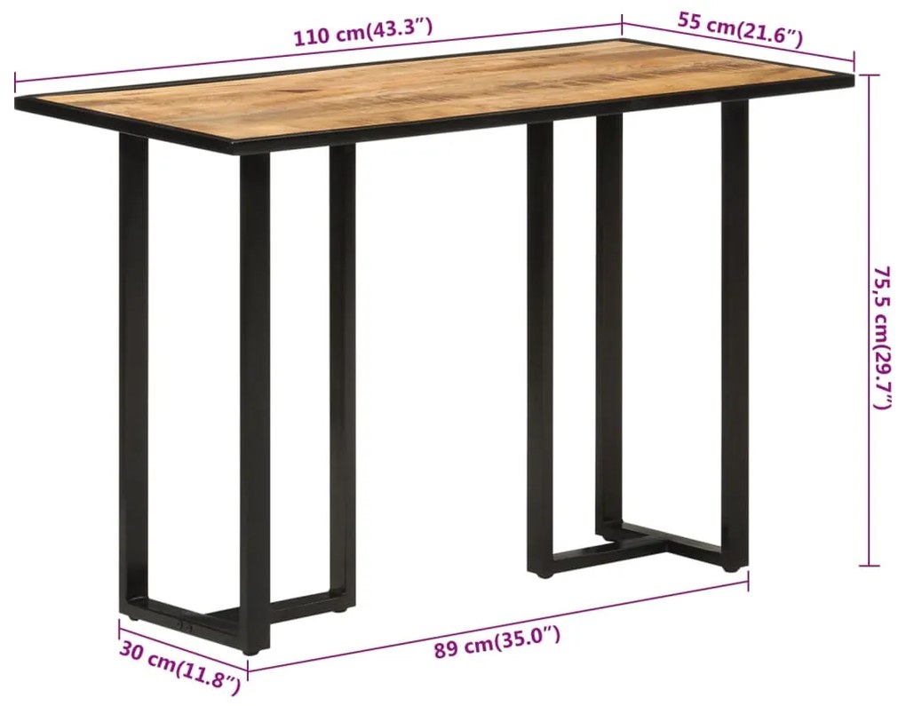 Tavolo da Pranzo 110x55x75,5 cm in Legno Massello di Mango