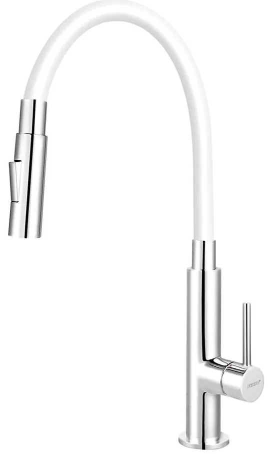 FERRO - Rubinetto per lavello con braccio flessible cromo lucido/bianco