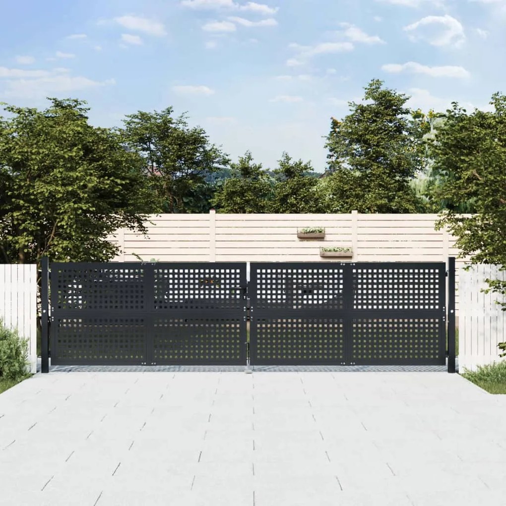 Cancello Giardino Antracite 400x150 Cm İn Acciaio /