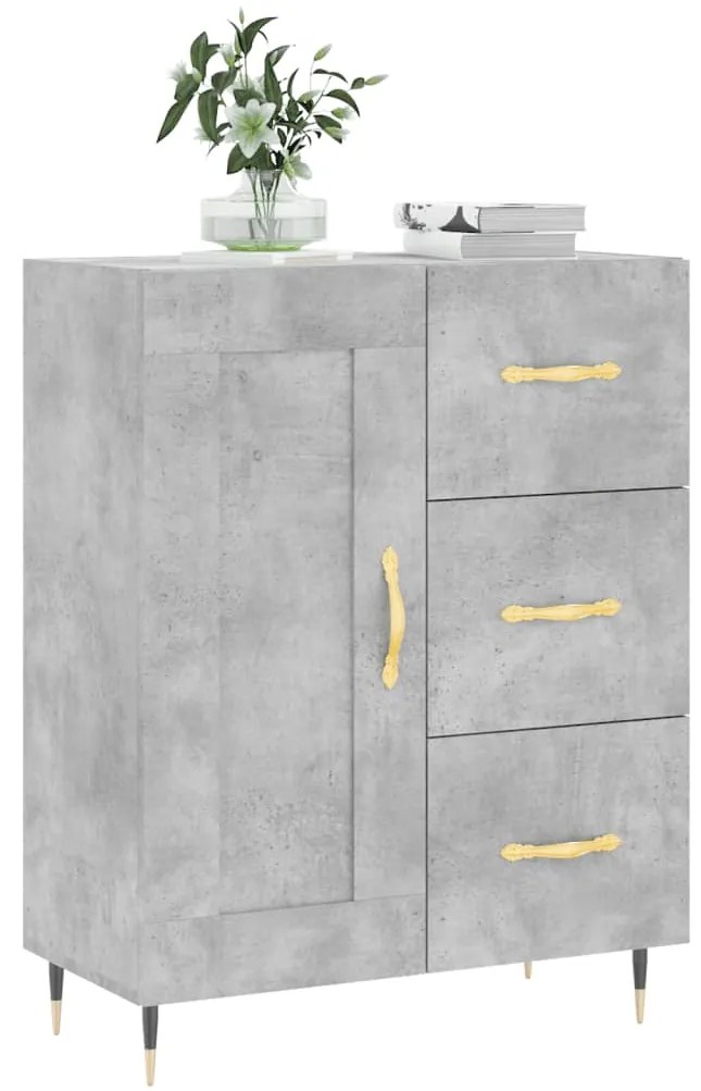 Credenza grigio cemento 69,5x34x90 cm in legno multistrato