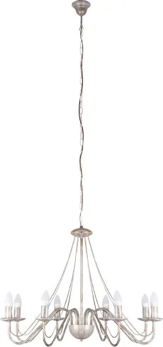Lampadario a catena MALBO 8xE14/10W/230V bianco/oro/patina
