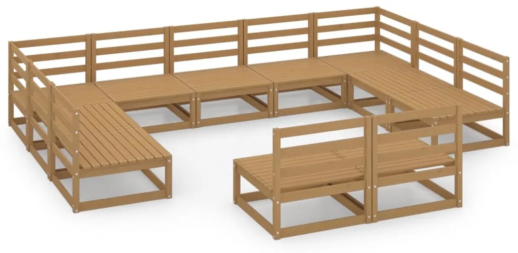 Set divani da giardino 11 pz in legno massello di pino