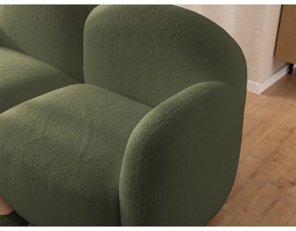 Divano angolare verde (con penisola a sinistra/con chaise lounge) con rivestimento in bouclé Orbit – Ropez