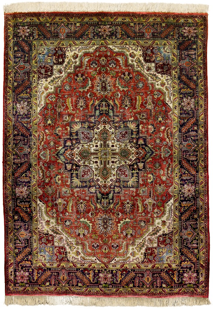 Tabriz Tappeto persiano 190x140 Blu (Iran) Annodato A Mano